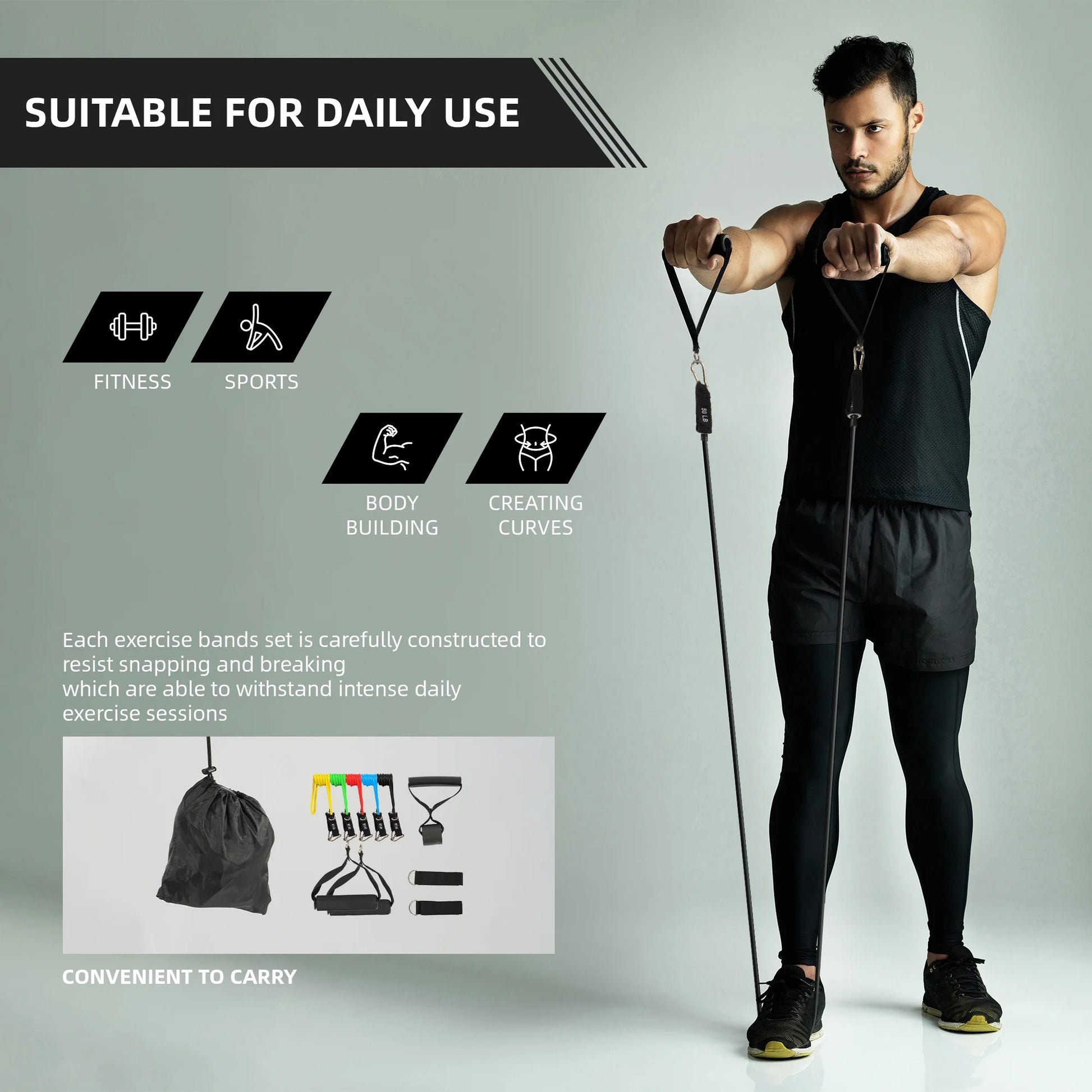 Resistance Bands Set Exercise Bands with Handles Heavy Resistance Training Physical Therapy Home Workouts